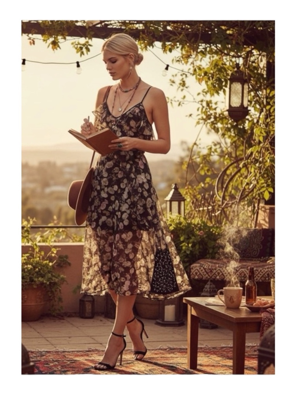 new La Maison Talulah ஐ Flounce Ruffle Midi Dress ஐ Floral Print Chiffon ஐ S